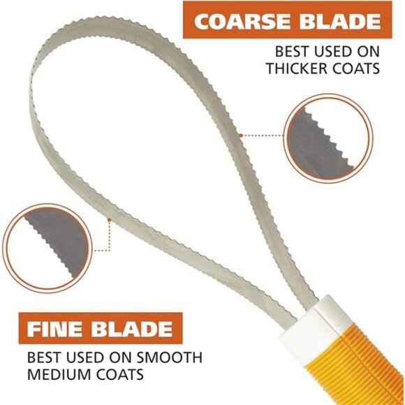 Double Sided Dog Shedding Blade with No-slip Grip - Coarse & Fine Teeth for Long - Picture 3 of 8